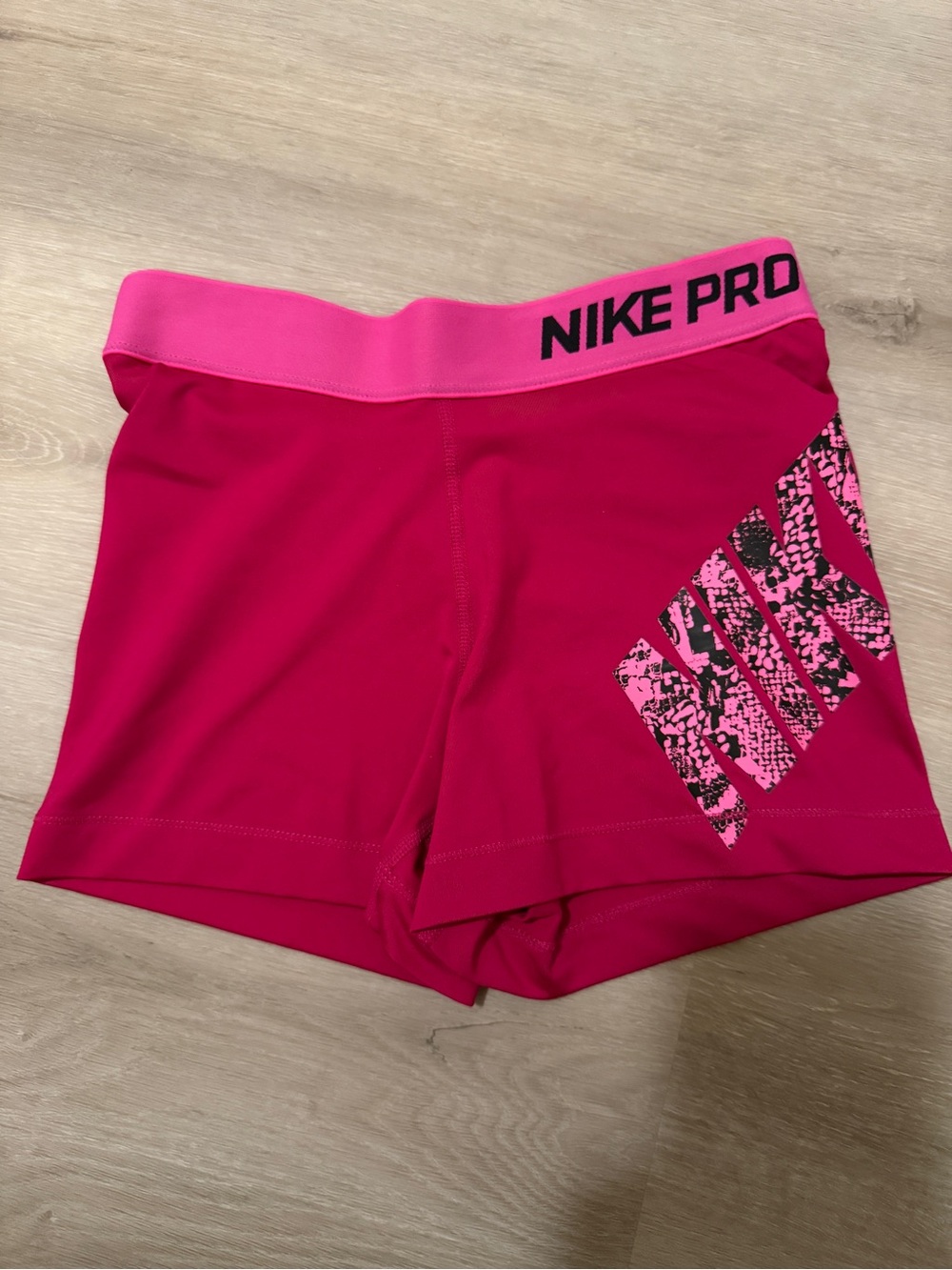 Nike Pro Pink Snake Print Shorts - Size S